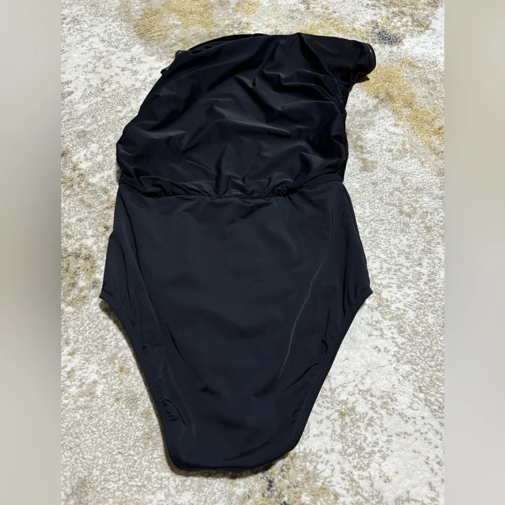 NWT Victoria’s Secret Black Ruched Swim Skirt Skort Bikini Bottom XS